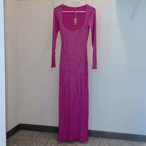 SKIMS Magenta Long Sleeve Maxi Dress